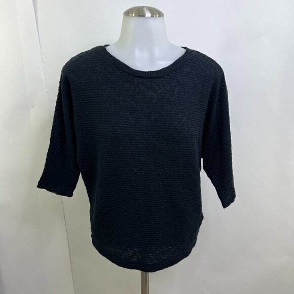 Sparkle & Fade Top S Urban Outfitters Black Stripe Short Sleeve‎ Knit Boho - Picture 1 of 7